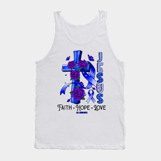 ALS Awareness - Jesus Cross ribbon Faith Tank Top